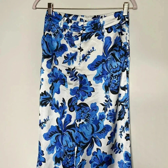 Christian Lacroix Wide Leg Pants  White Printed High-Rise Slit Pockets - Picture 2 of 9